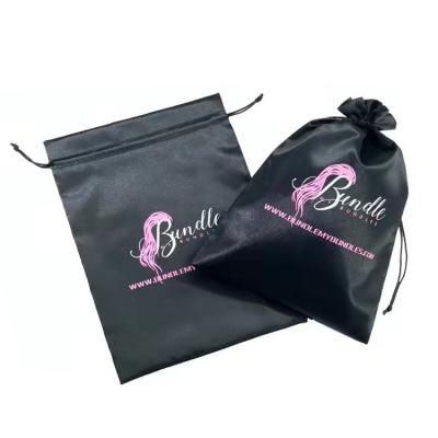 China Gift Bag & Custom Made Satin Hair Packaging Bag With Logo Jewelry Cosmetics Gift Silk Bag Hair Packaging Wig Storage Bag for sale