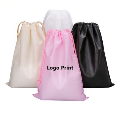 China Recyclable Custom Printed Reusable Non Woven Drawstring Bag Eco - Friendly Non Woven Shoes Bag Non Woven Cheap Dust Pouch for sale