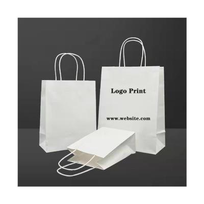 China Biodegradable Custom Printed Recyclable Kraft Paper Bag Brown White Shopping Paper Bag With Handles for sale