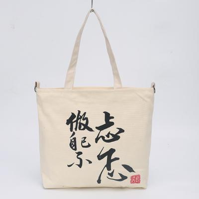 China Wholesale High Quality Eco-friendly Printed Canvas Tote Bag With Good Zipper for sale