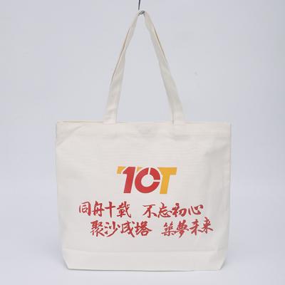 China Eco-Friendly Logo Printed Natural Eco Cotton Calico Bag Custom Canvas Tote Bag for sale