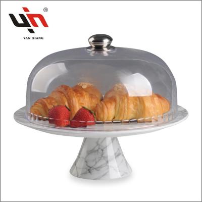 China Viable Hot Selling Marble Ceramic Cake Dish New Design Cake Stand Yanxiang Porcelain for sale