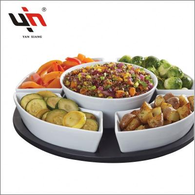 China Sustainable Tableware Sets Porcelain Dish With Wooden Tray Best Price Yanxiang Porcelain for sale