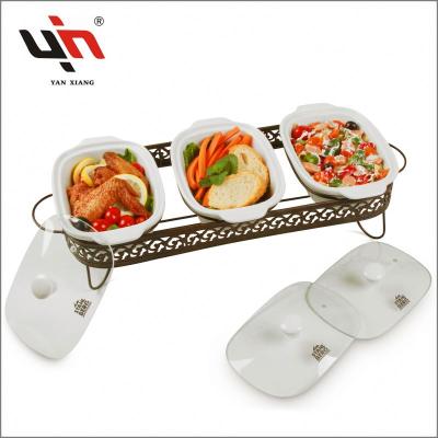 China New Design 3 Yanxiang Porcelain Sustainable Serving Buffet Serving Tray Set for sale