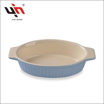 China Viable Ceramic Oval Baker With Handle Mini Baking Dish Bakeware Set for sale