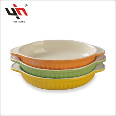 China Sustainable Bakeware Set Ceramic Glaze Baking Dish For Cooking Kitchen Cake Dinner for sale