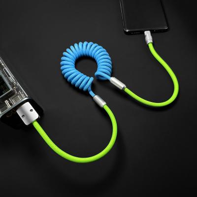 China Mobile Phone Aluminum alloy spiral spring Type-C Lightning Android Apple padpromacbook universal multi-function fast charging data cable for sale