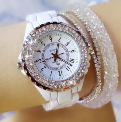 China Luxury Crystal Wristwatches Women White Ceramic Water Resistant Ladies Watch Quartz Fashion Women Watches Ladies Wristwatches For Female for sale