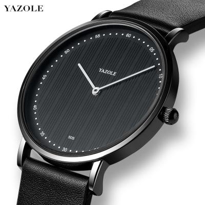 China Yazole Waterproof Watch Men Fashion Quartz Simple Waterproof Sports Synchronize Men's Yazole Wristwatch New Leather Men Watches Reloj Hombre for sale