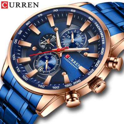 China New CURREN Watches Chronograph 2020 Men's Sports Wristwatch Business Fashion Quartz Watch Male Clock Chronograph Stainless Steel Watch for sale