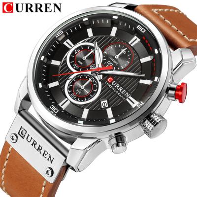 China Brand Automatic Luxury Men Date CURREN Military Sport Watches Quartz Clock Leather Strap Waterproof Date Wristwatch Reloj Hombre for sale