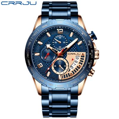 China CRRJU 2020 Date CRRJU 2020 Fashion Automatic Mens Stainless Steel Watches Brand Top Luxury Business Chronograph Quartz Luminous Watch Relogio Masculino for sale