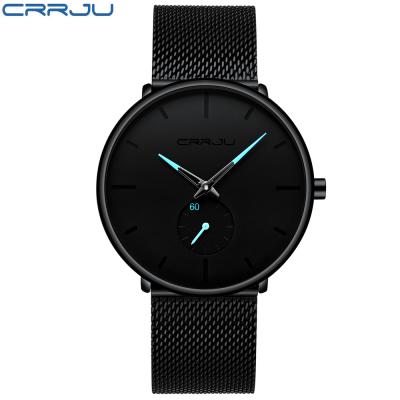 China Crrju Chronograph Fashion Mens Watches Top Brand Quartz Watch Luxury Men Mesh Steel Waterproof Sport Watch Slim Casual Relogio Masculino for sale