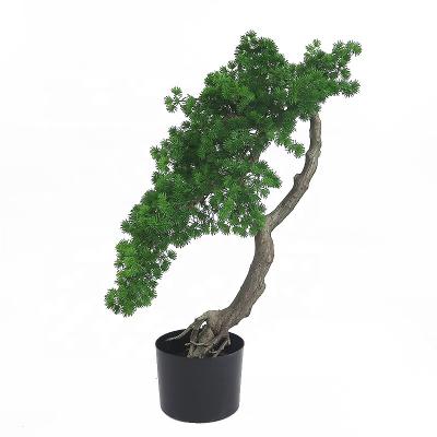 China Art Decor Shaped Plastic Green Color Pine Tree Bonsai For Home Decoration for sale