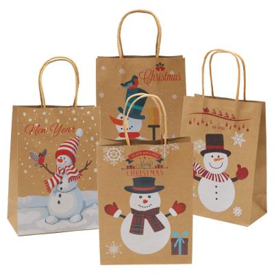 China Recycled Materials Wholesale Custom Twisted Brown Handle Christmas Gift Food Wrapping Paper Shopping Bags for sale