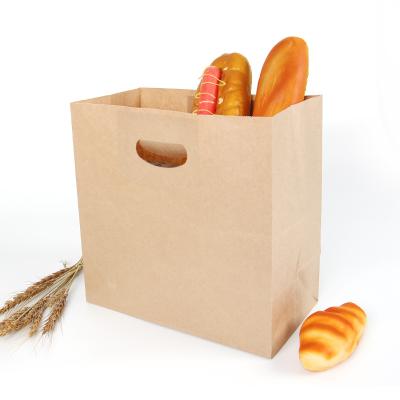 China China Popular Online Recyclable Wholesale Custom Copy Die Cut Handle Kraft Paper Bags For Food Bread Toast for sale