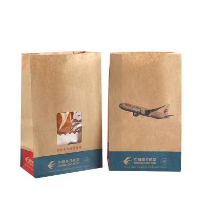 China Custom Block Printing Materials Recycled Food Packaging Bread Kraft Bottom Greaseproof Paper Bags With Clear Window for sale