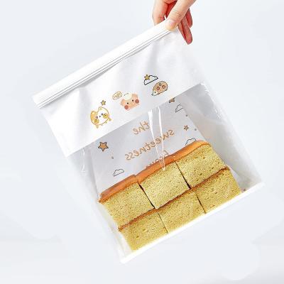 China Recyclable Cute Custom Logo Pastry Baking Toast Paper Packaging Bread Plastic Bags With Window for sale