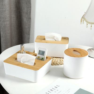 China Farmhouse Container Tissue Box Modern Style Kitchen Box Tissue Paper All-Season Not Support Pp+bamboo for sale