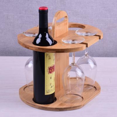 China Sustainable High End Single Bamboo And Wooden Wine Rack Wine Glass Rack On Table for sale