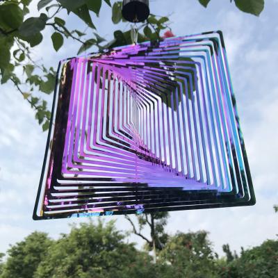 China Modern Creative Outdoor Home Decor 3D Tridimensional Wall Hanging Patio Ornaments Square Garden Wind Rings Outdoor for sale