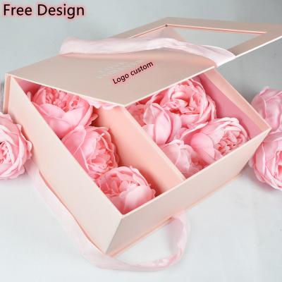 China Recycled Materials Wholesale Mother's Day Gift Flower Boxes Fashion Eco-Friendly Boxes Lace Flower Custom Box With Ribbon for sale