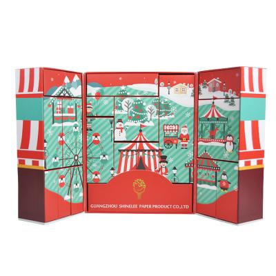 China Repurposed Materials Book Advent Calendar Box Cute Customizable Santa Claus Styles 24 Days Surprise Advent Calendar Packaging Boxes for sale