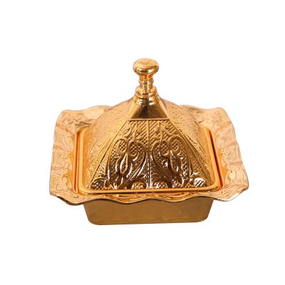 China Censer Disposable Metal Tower Oil Burner Style Censer Arabian Gold Holder For Hotel Incense Holder Yoga Home Ornaments for sale