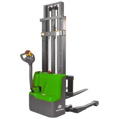 China Hotels 1Ton 1.2Ton 1.6m2m 3m 4m Width Leg Spreader Electric Stacker Forklift for sale