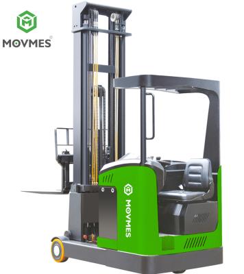 China Garment shops MOVMES 1.5t reach truck forklifts with power steering system which easy to control and operate for sale