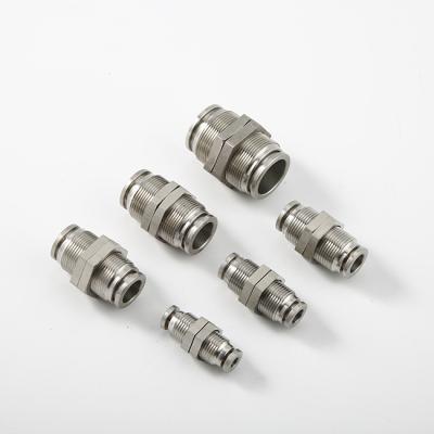 China Hotels 304 Stainless Steel Pneumatic Metal Separation P.M. Connector P.M. Quick Connector 4 6 8 10 12 16mm Trachea Connector for sale