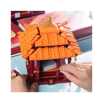 China The DIY Brick Factory Building Direct Sales Funny Building Block Diy Splicing Pavilion Red Storage Box Building Blocks for sale