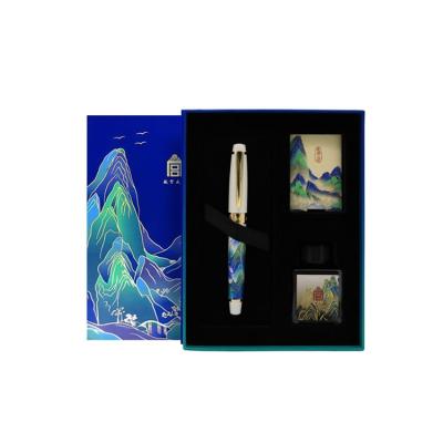 China Schools & Offices Metal Gift Fountain Pen 18k Gold Fountain Pen Luxury Non-carbon Ink Set for sale