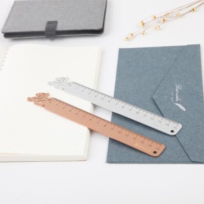 China Small Metal Patterned School Desk Stationery 185*26.2*1.5mm Metal Ruler Marker For Office And School Supplies for sale