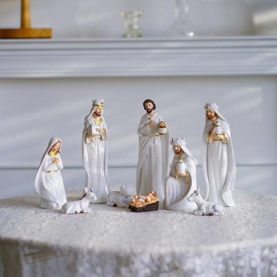 China Europe Religious Figure Outdoor Decoration Holy Family Nativity Set Resin Steatue Maria Joseph Baby Catholic Christmas Figures for sale