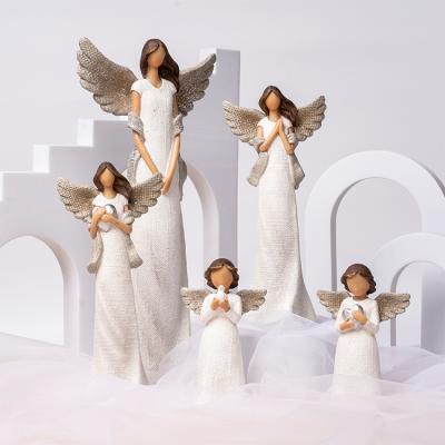 China Europe wholesale polyresin decoration figures custom resin angel statue, home decor polyresin prayer angel for sale