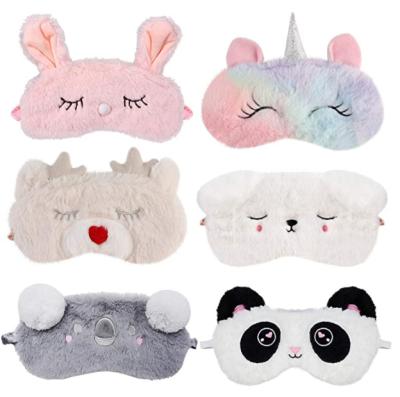 China Anti-Puffiness Kids Mask Luxury Sleep Embroidery Soft Plush Hairy Blindfold Covers Eye Mask For Women Girls Kids Favor for sale