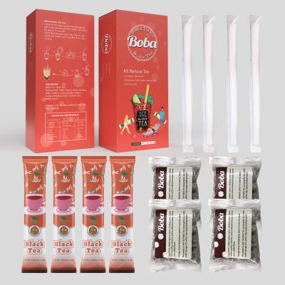 China All Ingredients Are Natural Without Additives Newcomer DIY Black Tea Boba Pearls Bubble Tea Kit With Straws Factory Supply 4 Servings Per Pack for sale