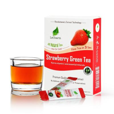 China Instant Tea Powder Green Tea 10 Strawberry Flavor Complex Fresh Fat Fresh Label Beauty Lively Box for sale