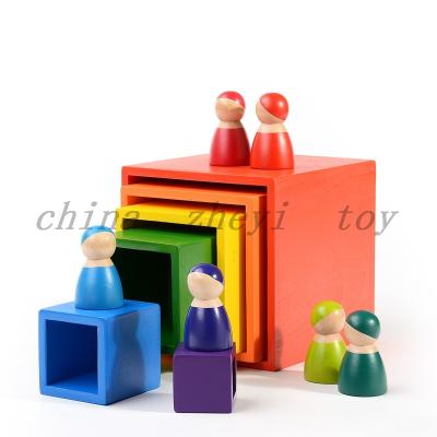 China Custom Building Toy Factory Direct Selling Baby Toys Educational Montessori Toys Kids Rainbow Blocks Toys Wooden Pieces for sale