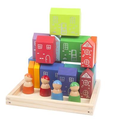 China Wooden Toy Building Blocks for Game Children 20 Building Blocks Assembled by Makaron City for sale