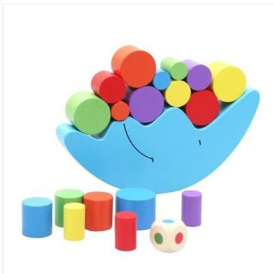 China Building Toys Wooden Colorful Moon Balanced Stacked High Building Blocks Exercise Baby's Balance Toys for sale