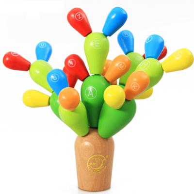 China Building Toys Wooden Children Building Block Splicing Multi Functional Cactus Puzzle Assembly Toys for sale