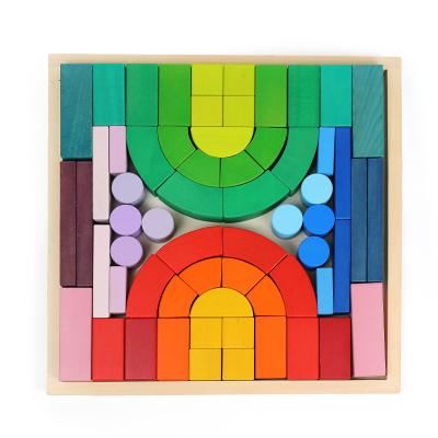 China Early Enlightenment High Pile Children's Rainbow Education Set Building Blocks Toys Building Blocks Toys for sale