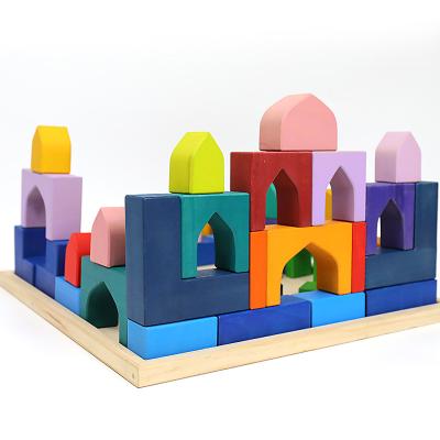 China Construction Toy Factory direct selling wooden children's puzzle, stacked high building blocks and creative fun toys for sale