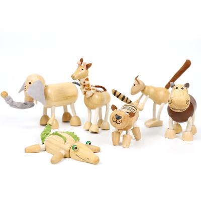 China Building Toy Wooden Simulation Animal Doll Building Blocks For Children Early Education for sale