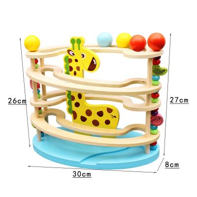 China Baby Inertia Game Giraffe Ball Ride Parent Child Game Children's Early Education Wooden Toys for sale