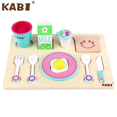 China Play children's simulation kitchen toys baby breakfast simulation wooden combination for sale