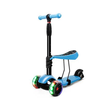 China Adjustable Height Customized Wholesale High Quality Cheap With Instant PU Baby Scooter 3 Wheel Removable 3 In 1 Baby Kids Scooter for sale