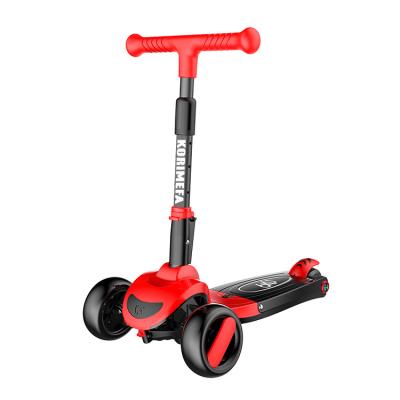 China Handlebar Height Adjustable Korimefa Kids Scooter With High Elastic Seats PU Wheel Belt LED FLASH LAMP for sale